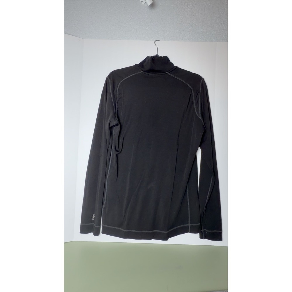 Smartwool Merino Wool 3/4 Zip Pullover Mens XL Black Mock Neck Trail Base Layer
